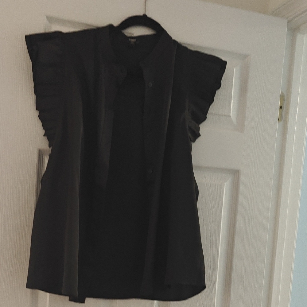 Express Black Ruffled Buttoned Blouse - Picture 4 of 4